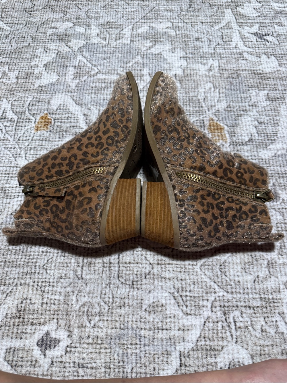 Very G Leopard Print Zip Ankle Boots in Brown/Tan